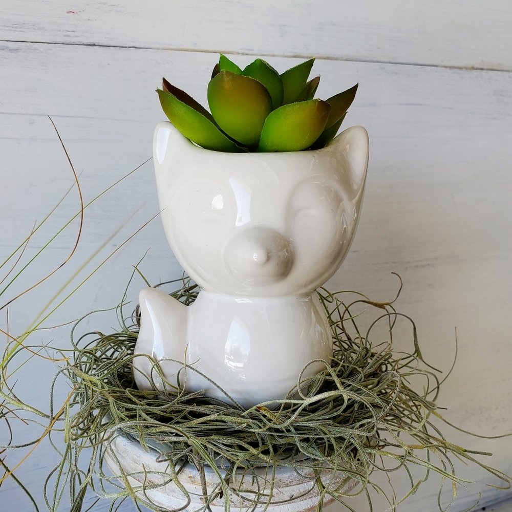 Ceramic Fox Succulent Planter Home Decor